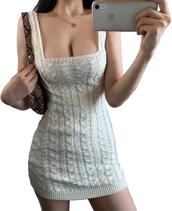 Amazon Narunaru レディース ニット キャミワンピ キャミソール ワンピース タイト ミニ丈 ミニスカート ワンピース チュニック 通販