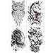 Hakuna 4 Sheets Temporary Tattoos for Men, Lion/Unicorn/Owl/Sparrow Fake Tattoo Stickers