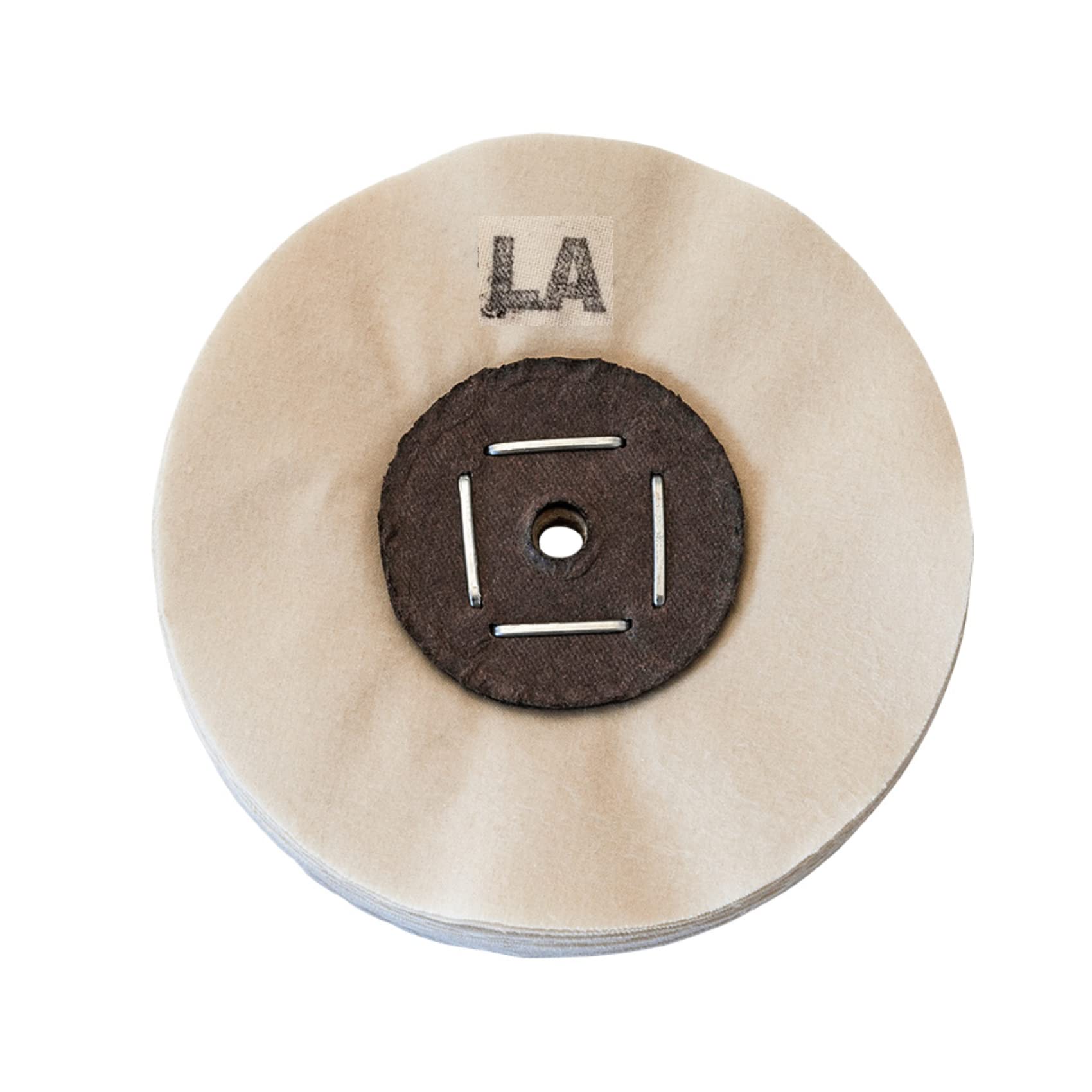 Merard Polishing Wheel for pre-polishing N° LA, with Seam Natural Coloured Cotton, Ø100 mm, 32 Folds