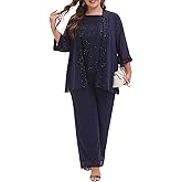 Elegant Plus Size 3 Piece Mother of The Bride Pant Suits with Laces for Formal Wedding Guest Outfit