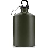 balacoo Military Canteen, Portable Aluminum Flat Water Bottle | Army Water Bottle with Hook for Hiking, Camping Survival, and Outdoor Activities (500ml)