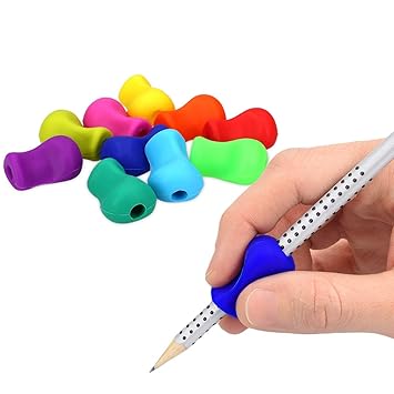 kwmobile Agarradores ergonómicos para lápices - 10x Empuñaduras de [silicona] para corrección de escritura - Soportes de lápiz en div. colores