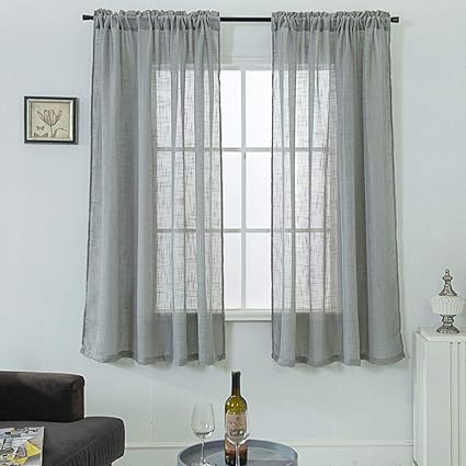 Amazon Com Corps Gema Grey Curtains 72 Inch Sheer Curtains For