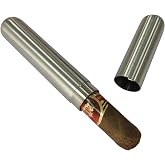CNFLASK Stainless Steel Single Cigar Tube Can Hold 6.5" Length &amp; 0.76" Diameter Cigar Case Pocket Cigar Holder (Brush Finish, Single Cigar Tube)