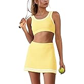 Nirovien Womens Workout Sets 2 Piece Tennis Sets Skorts Sets Athletic Gym Golf Outfits Tank Top and Skort