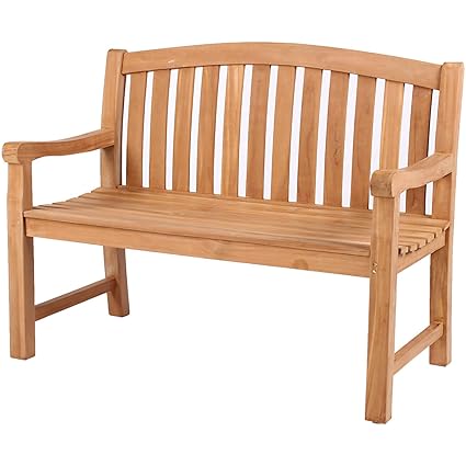 Mr. Deko Teak Bank Swindon - Teak - Parkbank - Relaxbank - Gartenbank - Outdoormöbel - Teakholz - für Balkon, Terrasse, Winte