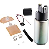 MUCO New 255LPH High Flow Intank Electric Fuel Pump with Strainer/Filter + Rubber Gasket/Hose + Stainless Steel Clamps + Universal Connector Wiring Harness MCP-203A