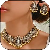 YANCHUN Indian Jewelry Sets for Women Indian Wedding Bridal Necklace Bohemian Jewelry Set Ethnic Party Prom Wear Statement Necklace Earrings