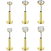 MODRSA 20g 16g Tragus Piercing Jewelry Helix Earrings Threadless Flat Back Earrings for Women Forward Helix Cartilage Earring Tragus Jewelry Medusa Labret Lip Piercing Jewelry Lip Studs 16 Gauge 8mm