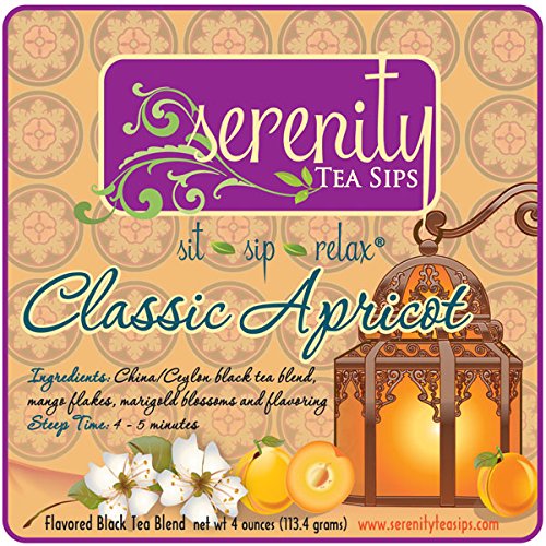 Serenity Tea Sips Classic Apricot - 4 oz. Flavored Loose Leaf Black Tea