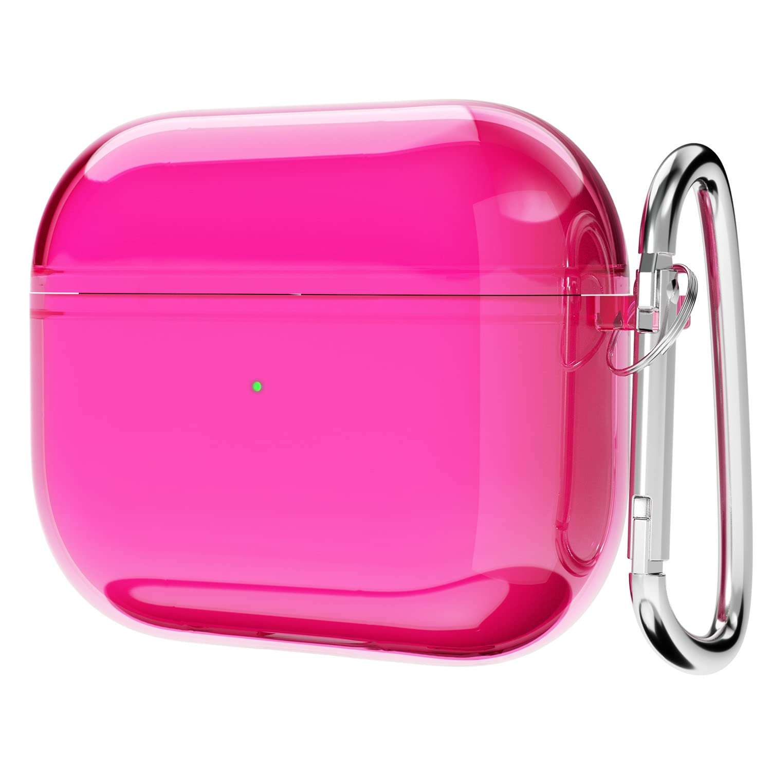 Svanove for Airpods 3 Case Clear Hard Plastic, Transparent Simple Cute Airpods 3rd Generation Case with Keychain, Girly Y2k Aesthetic Trendy Airpods Cover Accessories for Women Girl, Neon Hot Pink