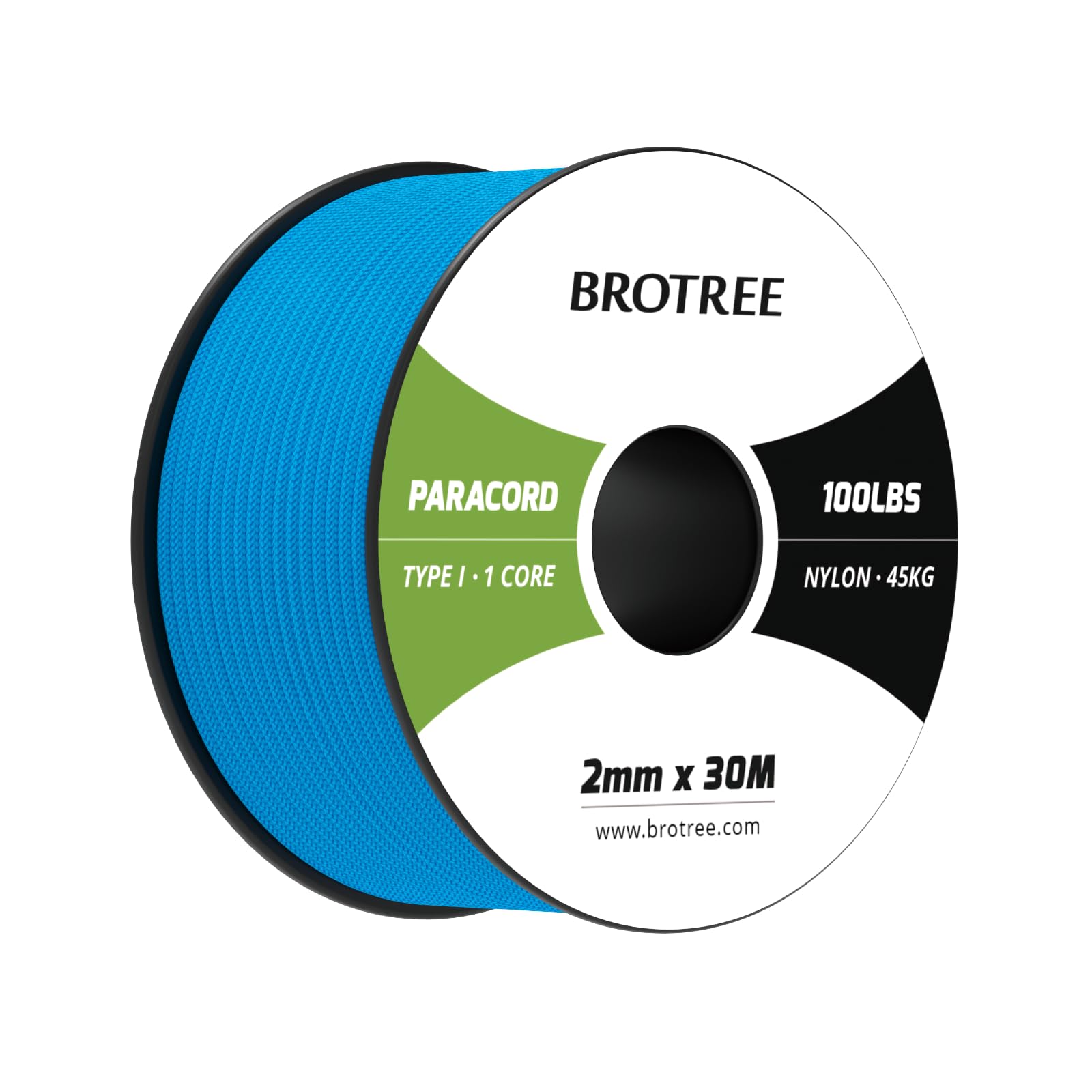 Brotree Paracord 2mm 30M 100% Nylon Rope 1 Strand Parachute Cord for Outdoor, Craft, DIY - 45kg Breaking Load (Blue)