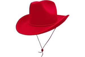 LAURVA Classic Plain Felt Cowboy Hat Cowgirl Hat for Women Men,Western Country Themed Bachelorette Party,Vibrant Colors