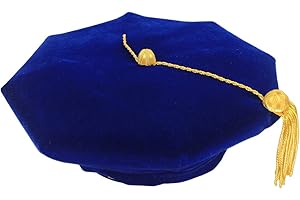 Herrenbek Doctoral Tam with Gold Bullion Tassel Unisex Black Velvet 8 Sided Graduation Tam