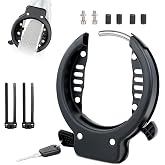 Bike Frame Lock, One-Push Locking System Heavy-Duty Keyed Retractable Rear Wheel Frame Lock with 65mm (2.5") Anti-Theft Wheel Lock with Mounting Bracket &amp; 2 Keys