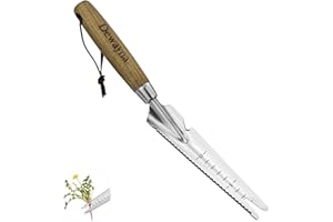 Dewayna Multi-Use Weed Trowel, Stainless Steel Dandelion Fork Puller, Serrated Edges Manual Weed Puller for Quick Cutting and Weeding, Garden Weed Trowel with Measuring Scale for Transplanting Digging