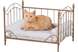 AFBKSS&BB Dog Bed Couch, Cat Bed, Metal Frame Pet Sofa, Pet Sleeping Beds with Washable Cover, Min-Medium Dog Sofa for Pet Rest (Gold)