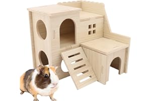 kcrygogo Large Hamster Maze Wood House Fun Slide House Double-Decker Hut Chew Toys for Bigger Syrian Hamsters Dwarf Gerbil Mouse Mice Rat Small Animals
