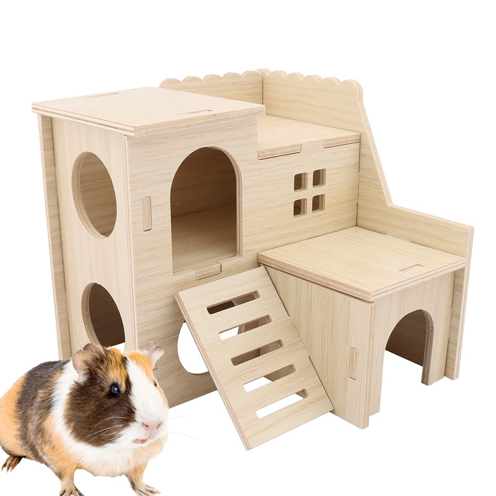 Photo 1 of kcrygogo Large Hamster Maze Wood House Fun Slide House Double-Decker Hut Chew Toys for Bigger Syrian Hamsters Dwarf Gerbil Mouse Mice Rat Small Animals