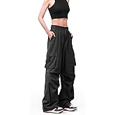 FLEFRM Cargo Pants Women Baggy High Waisted Parachute Pants with Pockets Wide Leg Y2K Casual Pants for Women