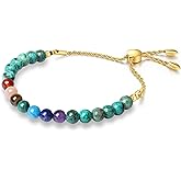COAI Women's 7 Chakra Bracelet, Simple Beaded Crystal Bracelet for Women