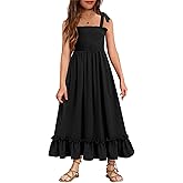 Arshiner Girls Summer Dress Boho Beach Casual Smocked Maxi Dresses 6-13 Years