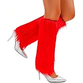 deladola Fuzzy Faux Fur Leg Warmers Winter Furry Long Boot Cuff Covers Dance Party Costume for Women