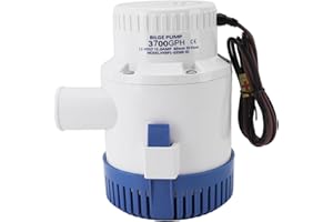 3700 GPH 12V/24V ABS Bilge Pump, Low Noise Overheat Protection, Submersible for Boat, RV, Pool, Spa, Marine Use
