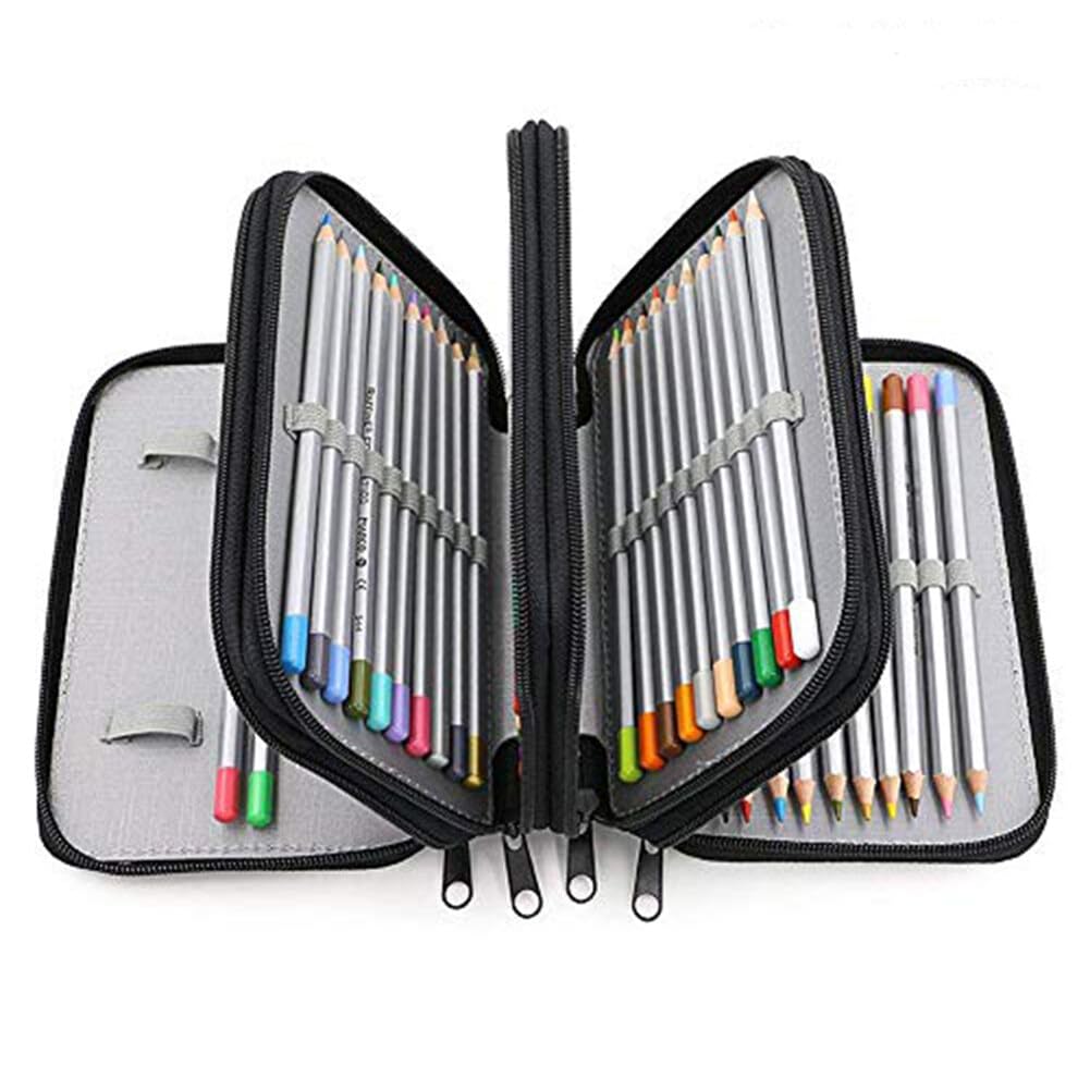 ToWinle Super Large Capacity Pencil Case 72 Slots, Coloured Pencils Holder, Student Stationary Case, Extra Large Pen Storage Bag for Pencils, Coloured Pencils, Markers Pen, Ballpoint Pen - Black — image 1