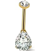 Coolrunner 14G Belly Button Ring Body Jewelry Piercing 1 Pack, Stainless Steel Silver Belly Button Ring for Women