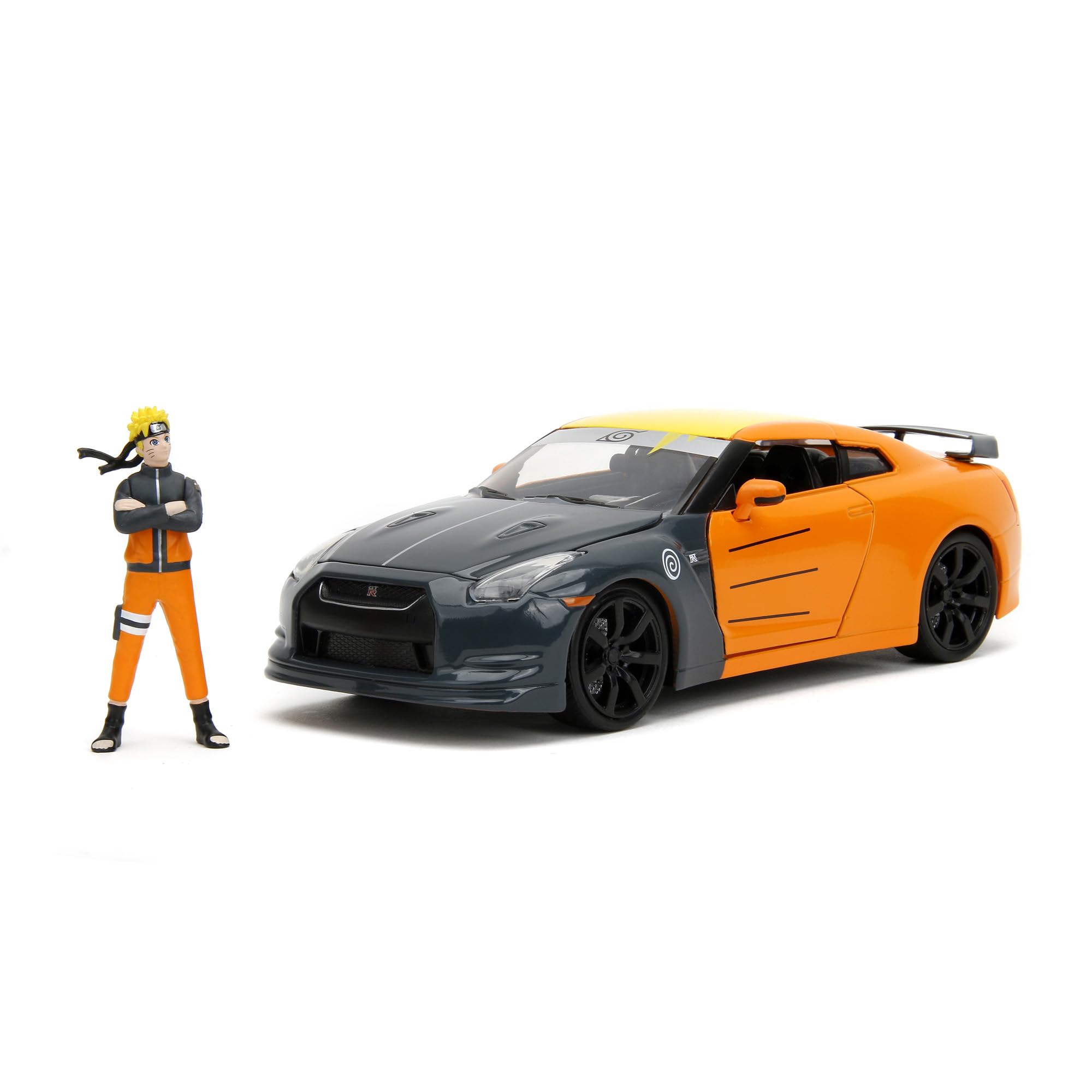 JADA Naruto Shippuden 2009 Nissan GTR 1:24 Die-Cast vehicle with Naruto figure. Toys for Kids and Adults