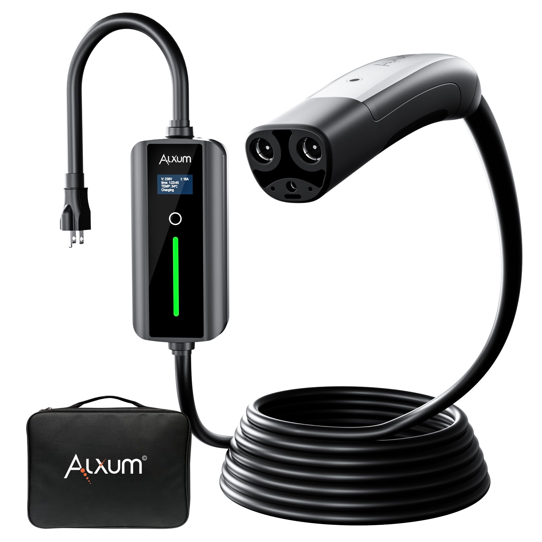 Photo 1 of Alxum 16A Tesla Mobile Charger - Level 1 EV Charger for Tesla 110V Charger Compatible with All Models Y/3/S/X Cybertruck 16.4FT Tesla Wall Connector with NEMA 5-15 Plug