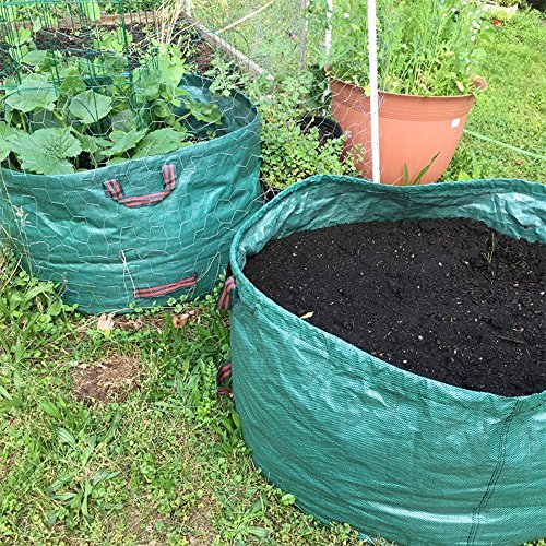 SYOOY 63 Gallon Garden Tool Trash Bag Green Lawn Garbage Storage Bag with Handles for Outdoor Garden Lawn - 18 Inches Height x 32 Inches Width