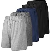 Liloak Mens Shorts Multipack 7 in Cotton Casual Athletic Gym Knit Short with Pockets, Soft Pajama Lounge Sleep Shorts