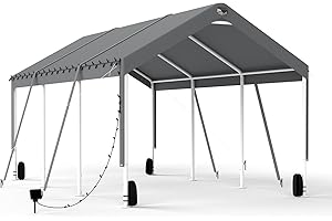 BENASS Carport Canopy 12x20 Heavy Duty, Carport Canopy Adjustable Height, Portable Car Port Garage, Car Shelter All Weather, Grey