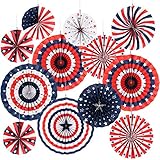 4th of July Decorations Paper Fan for Patriotic Decorations Veterans Day Party, Independence Day Party Supplies