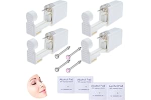 RASDDER 4-Pack Disposable Self Piercing Kit with Built-in Nose Studs, Very Safe Piercing Gun, Simple and Convenient Operation, Ideal for Family Use (White + Pink)