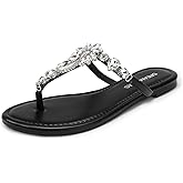 DREAM PAIRS Flip Flops for Women Dressy Rhinestone T-Strap Thong Sandals for Summers Dress Beach
