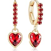 unixmoment Sparkly Crystal Love Heart Dangle Drop Earrings Dainty Rhinestone Tiny Heart Huggie Hoop Earrings For Women