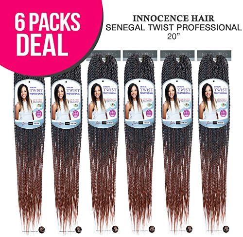 Innocence Hair Pre-Stretched Synthetic Spetra Hair Braids EZ Braid Professional Senegal Twist S-20" (6-PACK, 99J)