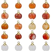 SUPERFINDINGS 20Pcs Natural Jade Stones Charms Pumpkin Shape Random Color Crystal Stone Charms Pumpkin Fall Autumn Harvest Thanksgiving Halloween Pendants for DIY Jewelry Making Accessories