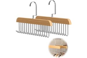 Belt Hanger Bra Hangers for Closet Organizer, 2 Pack Space Saving Hangers, Wood Tank Top Hooks, Foldable Hanger Organizer wit
