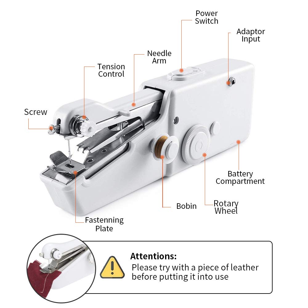 Handheld Sewing Machine Mini Portable Electric Stitching Machine Fabric Clothing Cordless Craft Sewing Machine for Home Travel