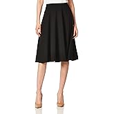 Star Vixen Women's Ponte Midi Full Skater Skirt, Black, X-Large