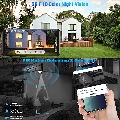 NoahTec Home Security Cameras Wireless Outdoor, 2K Wireless Security