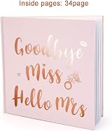 HOWAF Goodbye Miss Hello Mrs Notebook Pink Rose Gold Hen Party Guest Book view 5
