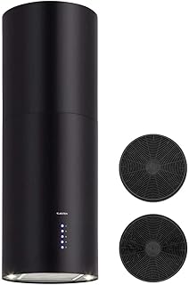 Klarstein Beretta Dunstabzugshaube - Inselabzugshaube, Inselhaube, 35 cm (Ø) / 60 cm Abdeckungung, Abluft/Umluft, 650 m³/h, inklusive Aktivkohlefiltern, Energieeffizienzklasse C, schwarz