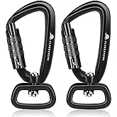 PANDENGZHE 2 Pack Locking Carabiner Clip 2.5" with Swivel Ring for Securing Pets, Dog Leash Harness, Camping, Hiking, Keychains