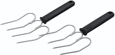 KitchenCraft Poultry Lifting Forks Stainless Steel Set of 2 Black Silver 22x9 cm