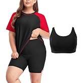 Inno 3 Piece Plus Size Swimsuit for Women Rash Guard Shirt &amp; Boyshorts | Separate Swim Bra, UPF 50+ Sun Protection, Elastic Waistband, Quick-Dry, Chlorine-Resistance, Modest Coverage